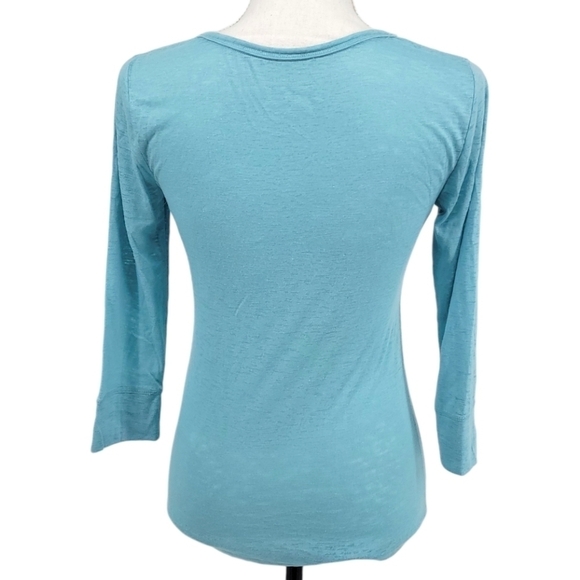 Victoria Secret Light Blue w/ Sparkle Henley Tee Size S - Picture 3 of 10